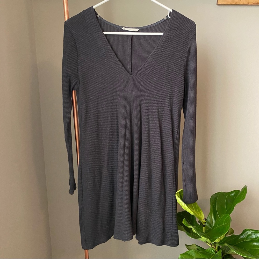 Grey Long Sleeve Sweater Dress